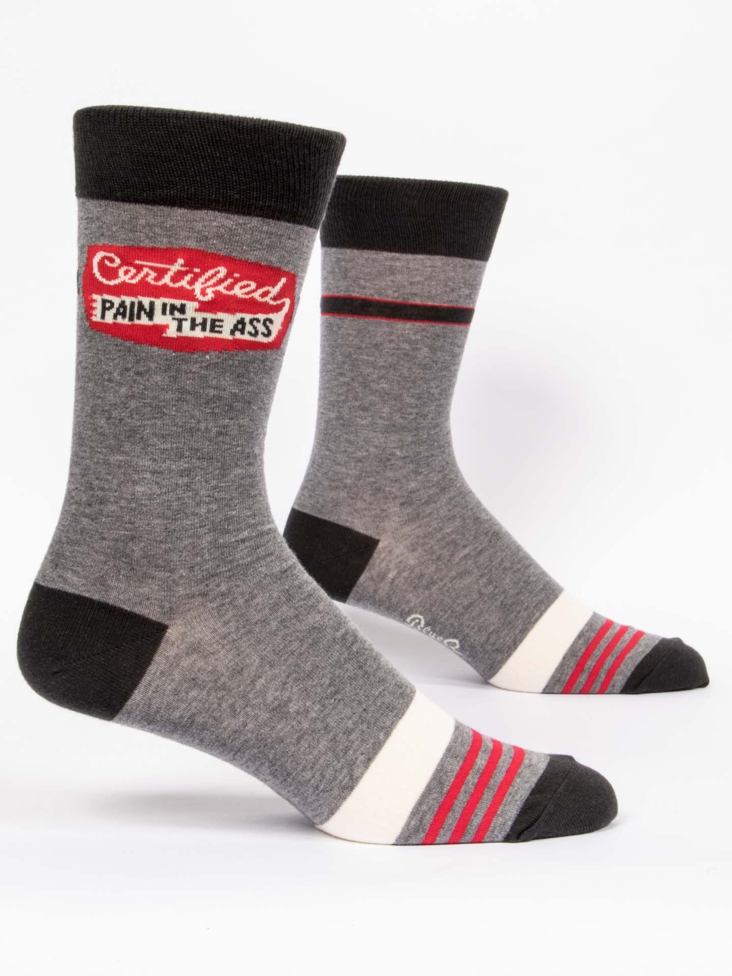 Blue Q Men’s Crew – “Certified Pain In The Ass Men's Socks”