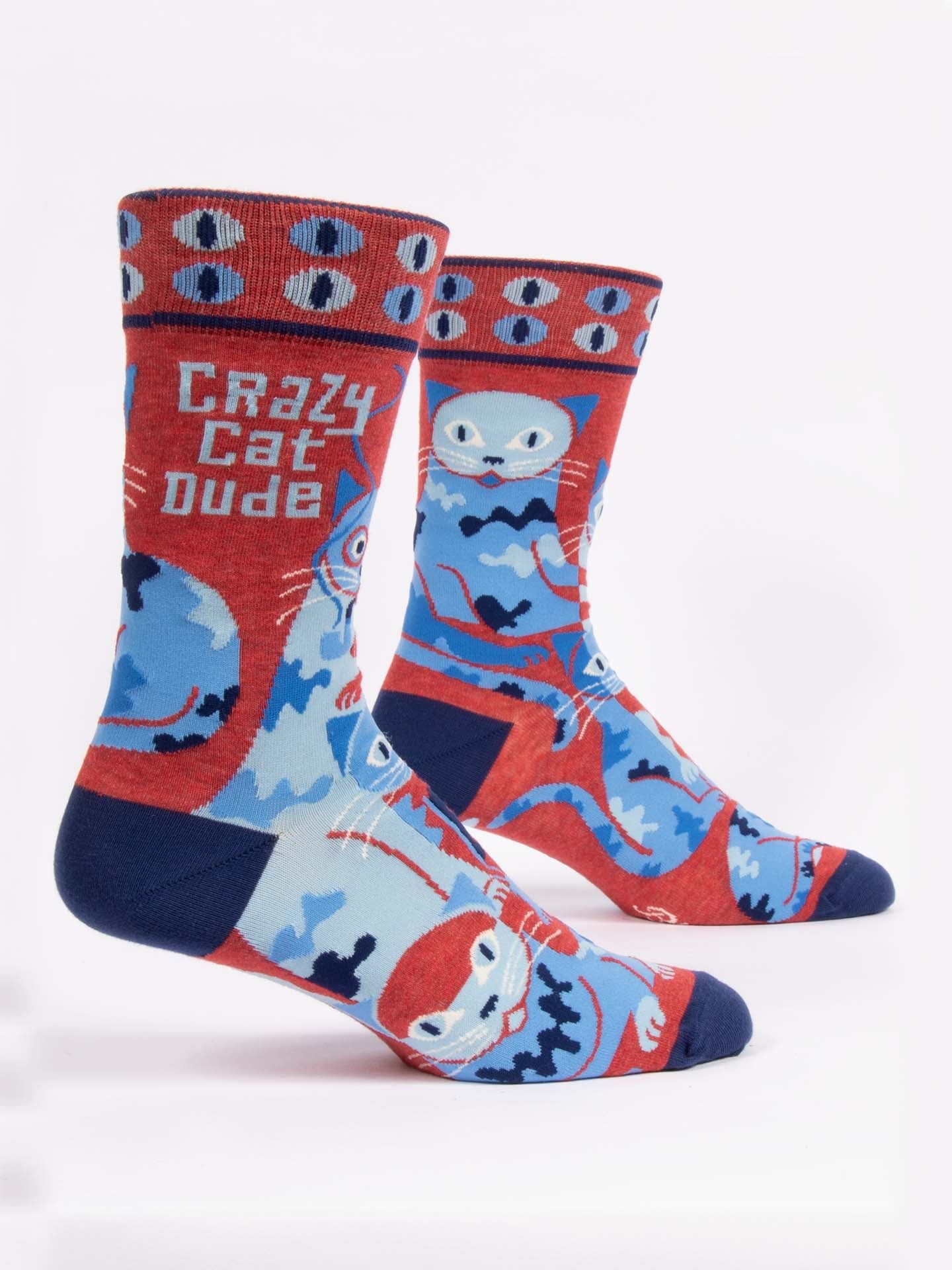 Blue Q Men’s Crew – “Crazy Cat Dude Men's Socks”