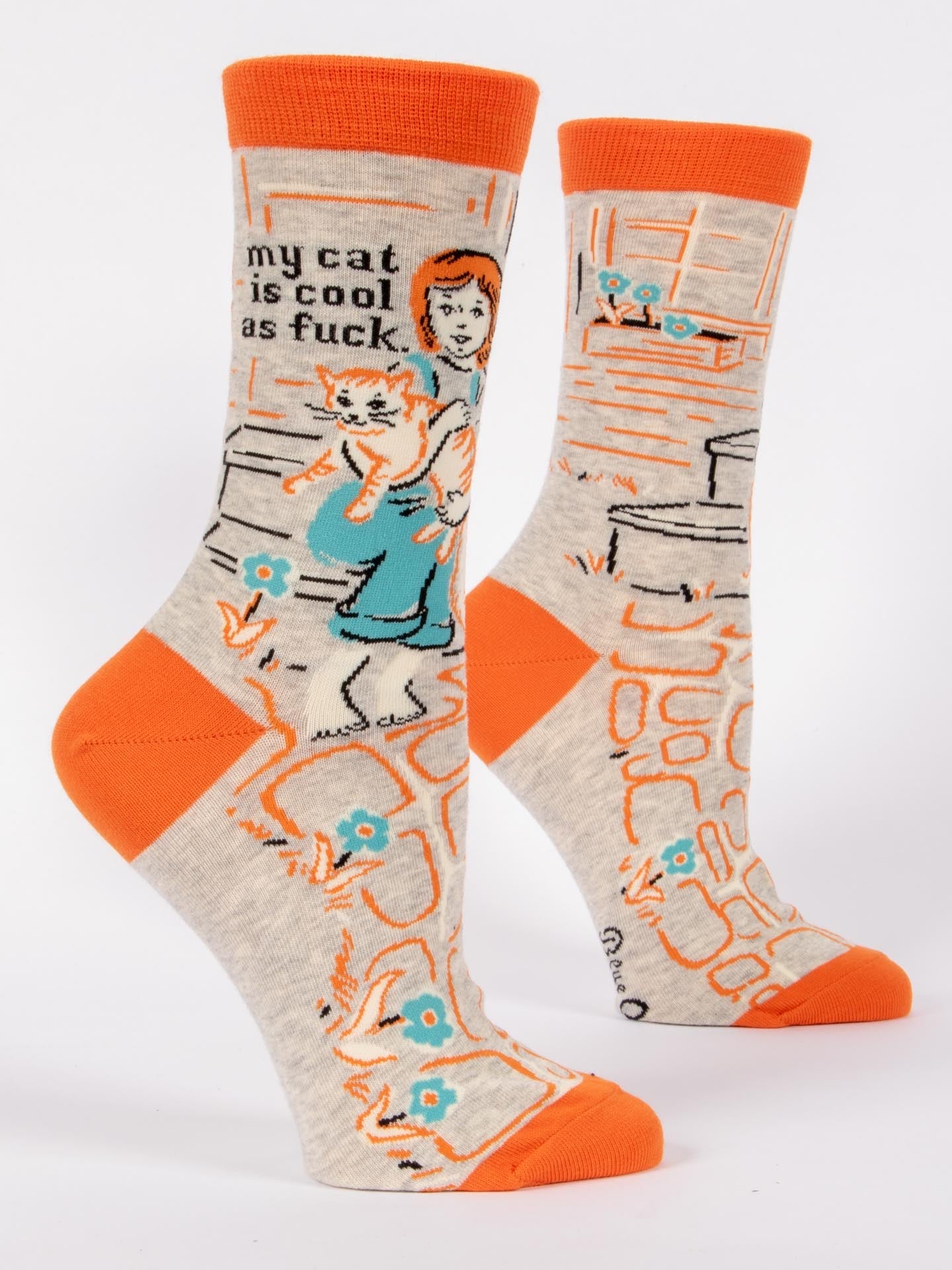 Blue Q Women’s Crew – “My Cat Is Cool As Fuck Crew Socks”