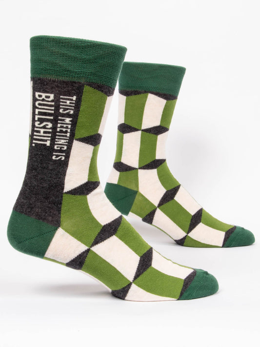 Blue Q Men’s Crew – “Meeting is Bullshit Men's Socks”
