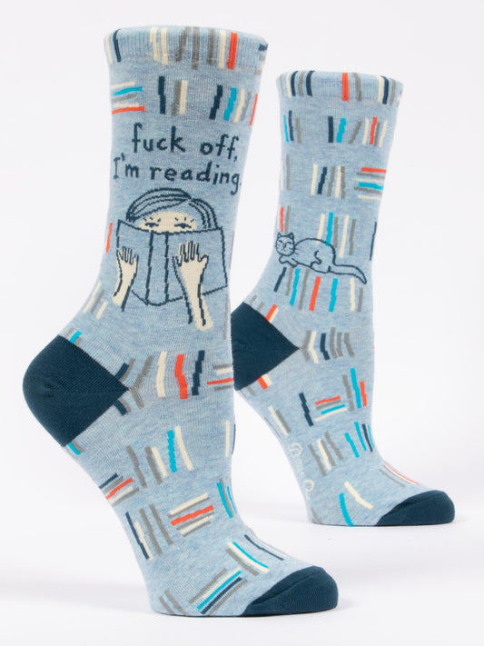 Blue Q Women’s Crew – “Fuck Off, I'm Reading Crew Socks”