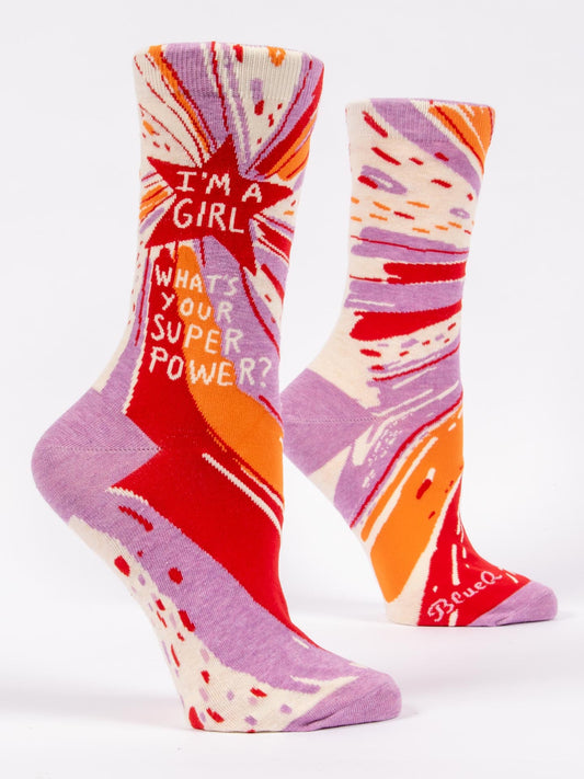 Blue Q Women’s Crew – “Superpower Crew Socks”
