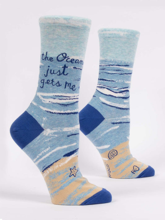 Blue Q Women’s Crew – “The Ocean Gets Me Crew Socks”