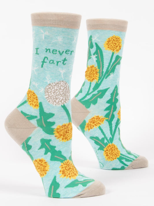 Blue Q Women’s Crew – “I Never Fart Crew Socks”