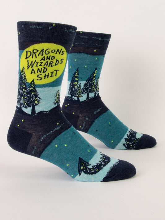 Blue Q Men’s Crew – “Dragons & Wizards & Shit Men's Socks”