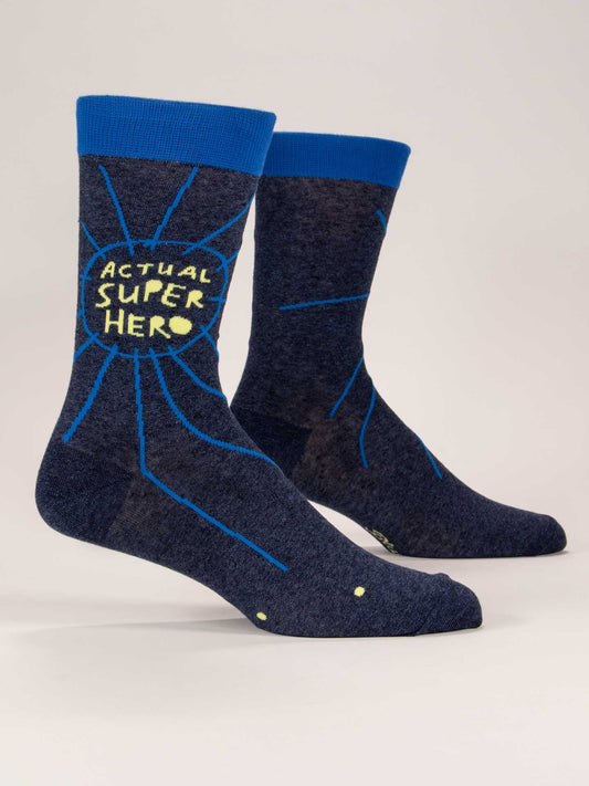 Blue Q Men’s Crew – “Actual Superhero Men's Socks”