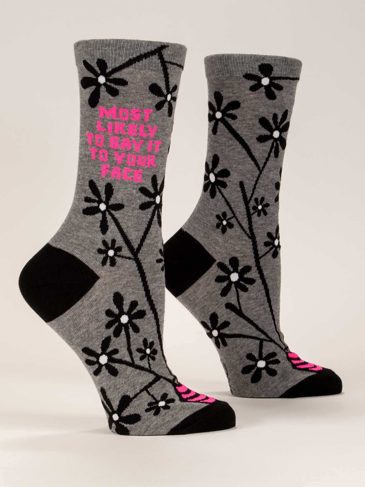 Blue Q Women’s Crew – “Say It To Your Face Crew Socks”