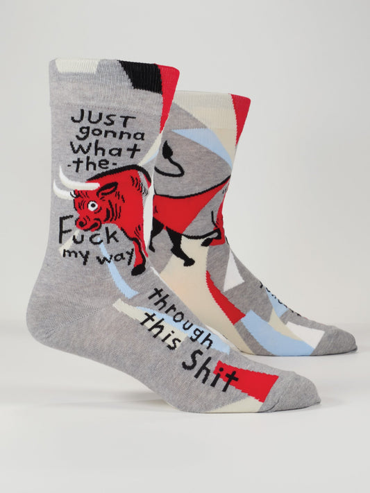 Blue Q Men’s Crew – “WTF My Way Through Men's Socks”